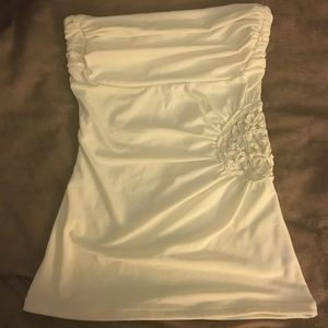 Beige ruched tube top